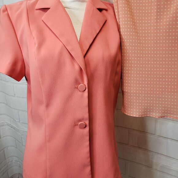 Cute Vintage 90s Y2K Giorgio Fiorelli 2 Piece Pink Blazer with Skirt Set L 12 - Picture 2 of 7